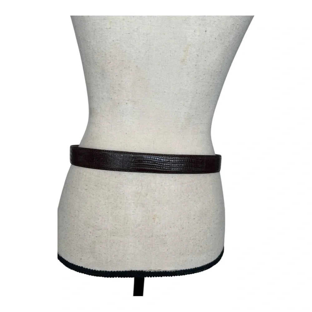 Vintage Brown Leather Belt with Rectangular Buckle